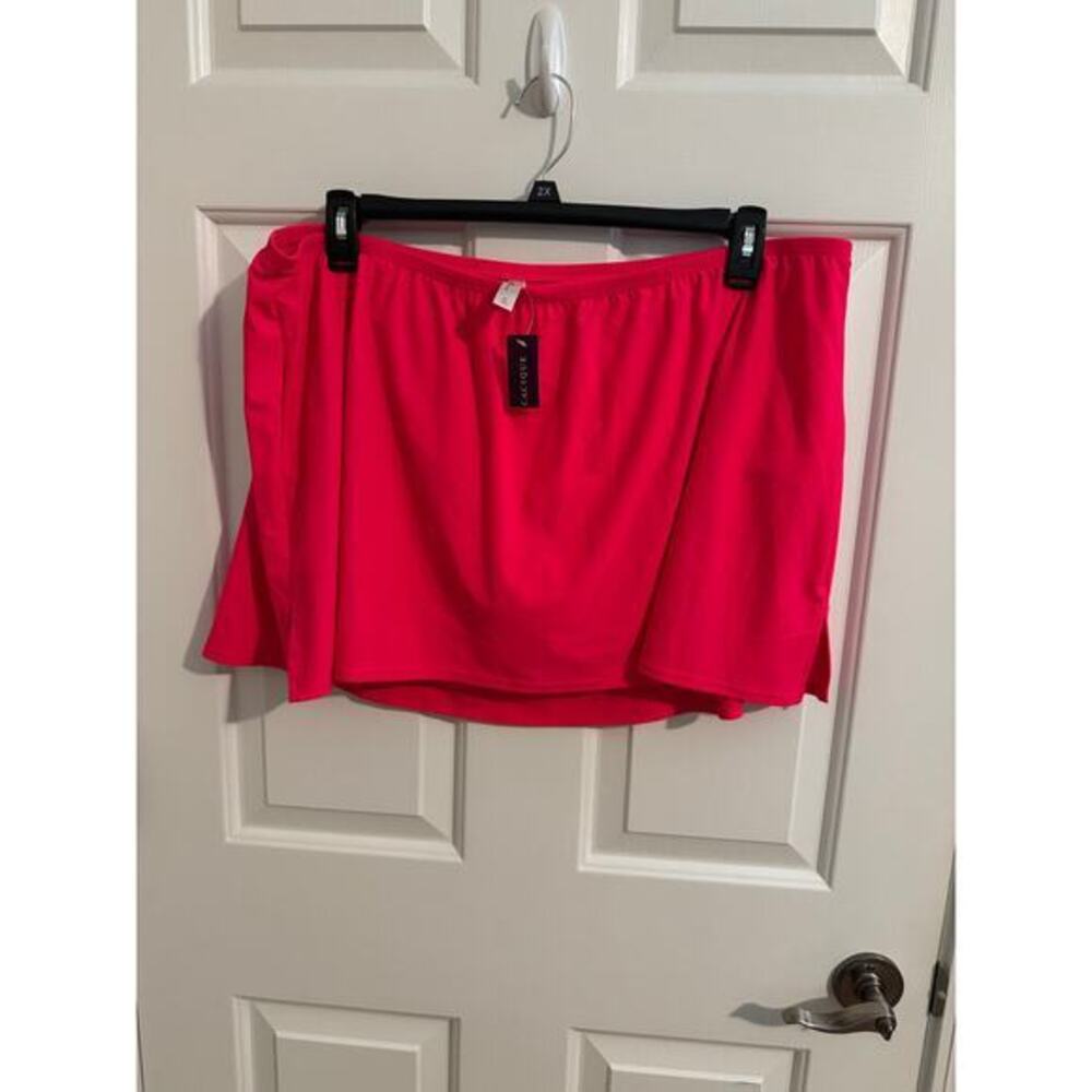 Cacique New Swim Skirt Built in Brief Full Coverage Hot Pink Plus Size 24